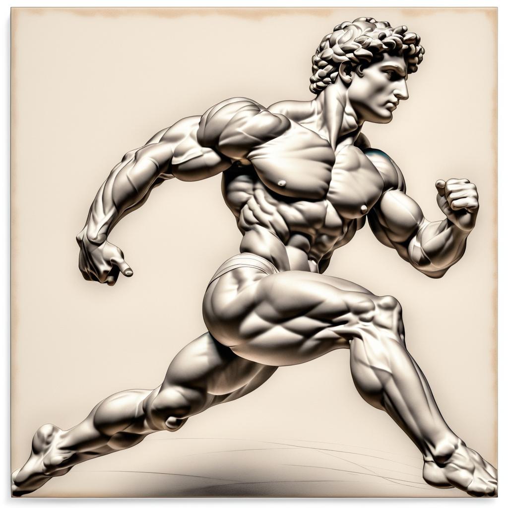 Dynamic Athlete in Classical Pencil Drawing