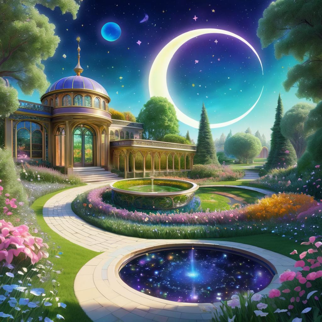 Enchanted Library in Blooming Garden