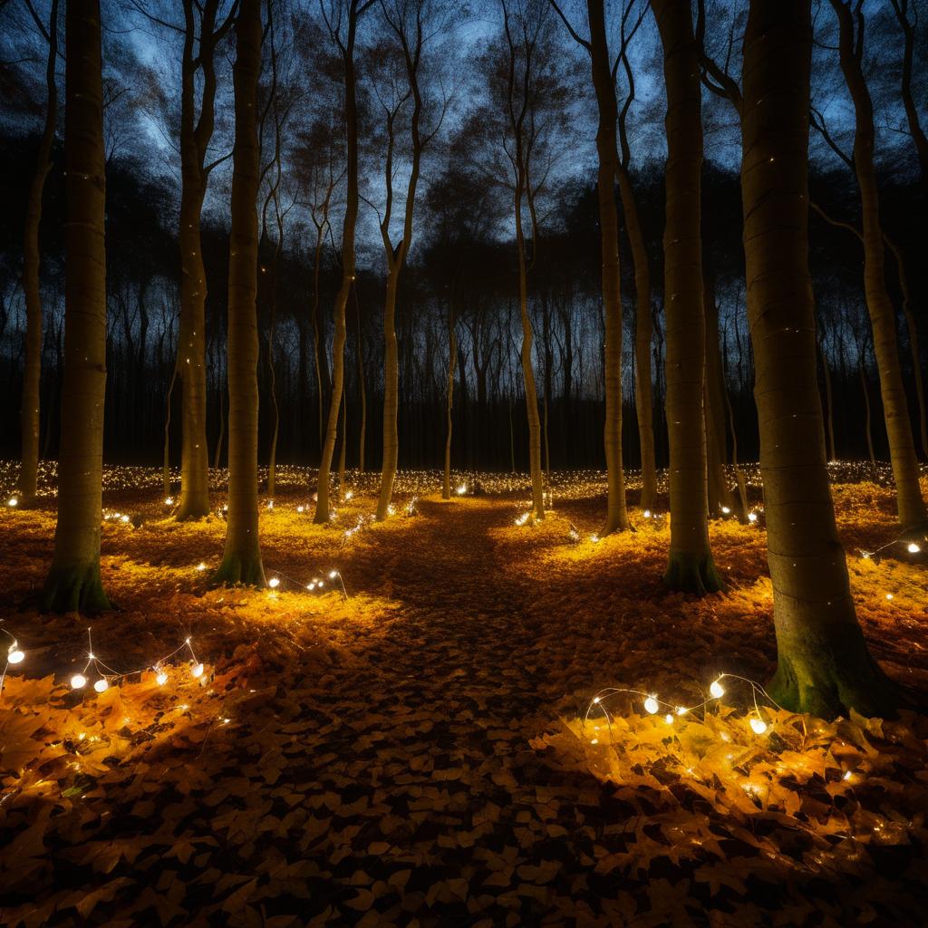 Enchanted Autumn Forest at Night