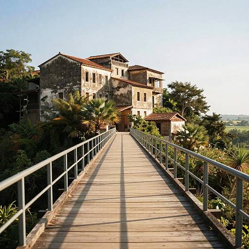Wooden Bridge to Hilltop Village