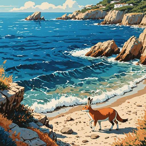 Fox on Mediterranean Rocky Shore