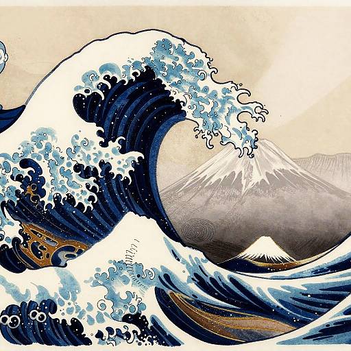 Digital illustration of Hokusai's 