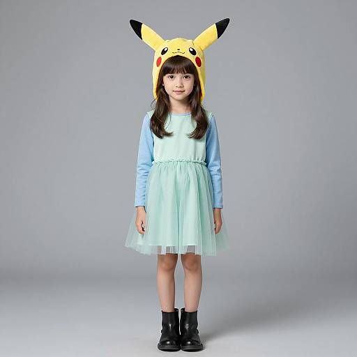 Girl Wearing Pikachu Hood and Tulle Dress