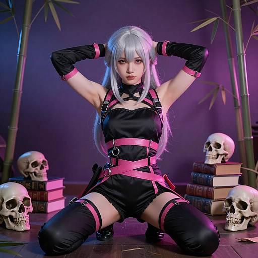 Silver-Haired Ninja in Dim Room