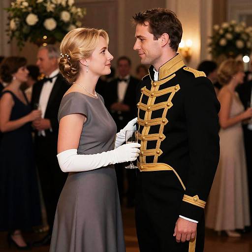 Elegant Ballroom Encounter with Glamorous Attire
