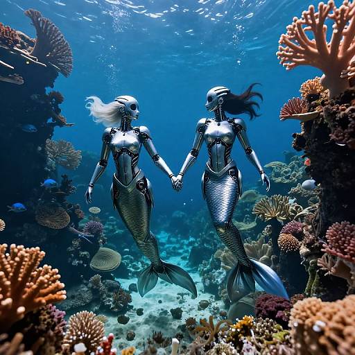 Mechanical Mermaids Exploring Vibrant Ocean