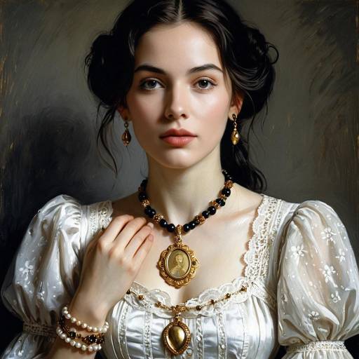 Photorealistic Young Woman in Lace Blouse