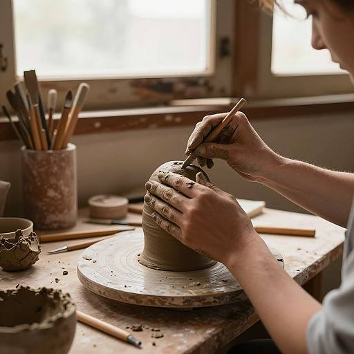 Rustic Clay Sculpting Workshop Scene