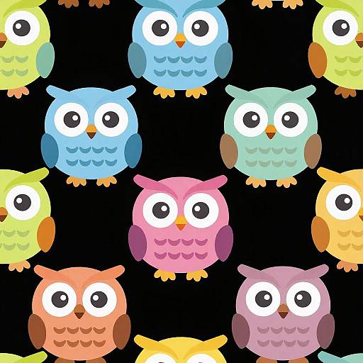 Playful Cartoon Owls Seamless Pattern