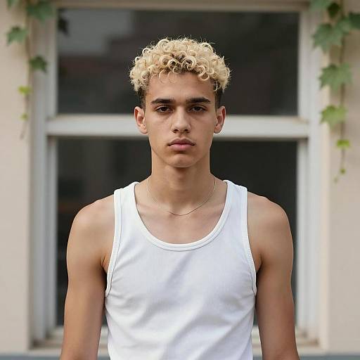 Young Man by Window with Vines