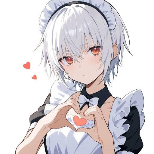 Albino Maid Character with Heart Gesture