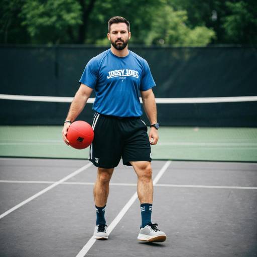 Man Holding Red Basketball on Outdoor Court