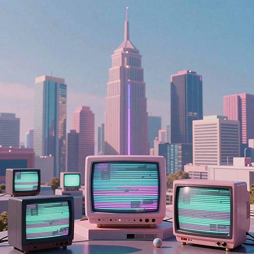 Retro-Futuristic 70s AI Cityscape