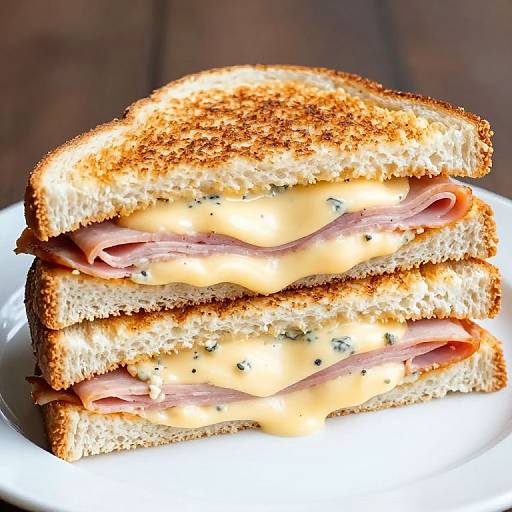 Stacked Grilled Cheese and Ham Sandwiches