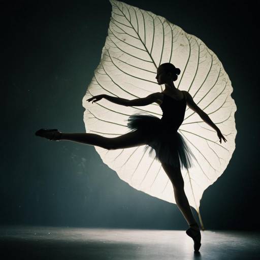 Ballerina Silhouette Behind Translucent Leaf