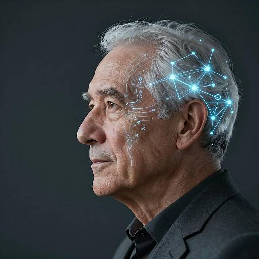Futuristic Elderly Man with AI Features