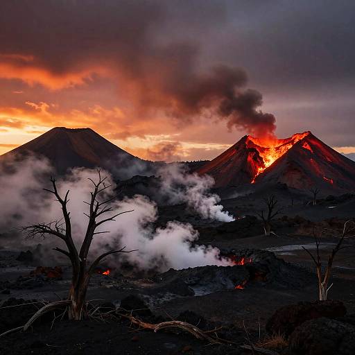 Fiery Volcanic Wasteland Sunset