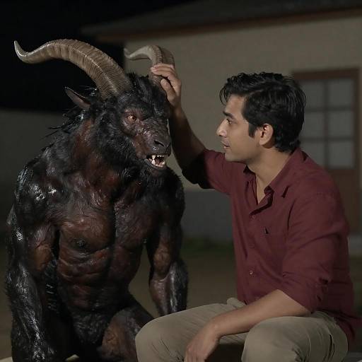 Curious Man and Mysterious Creature Encounter