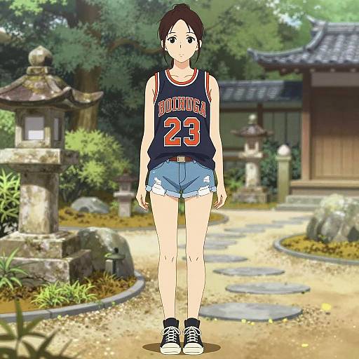 Sporty Woman in Zen Garden