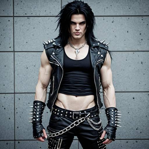 Muscular Man in Biker Punk Cosplay Outfit