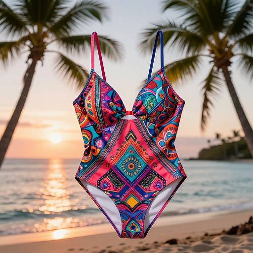 Tropical Beach Swimsuit at Sunset