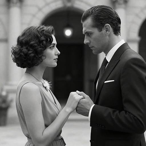 Romantic Black-and-White Photograph Scene