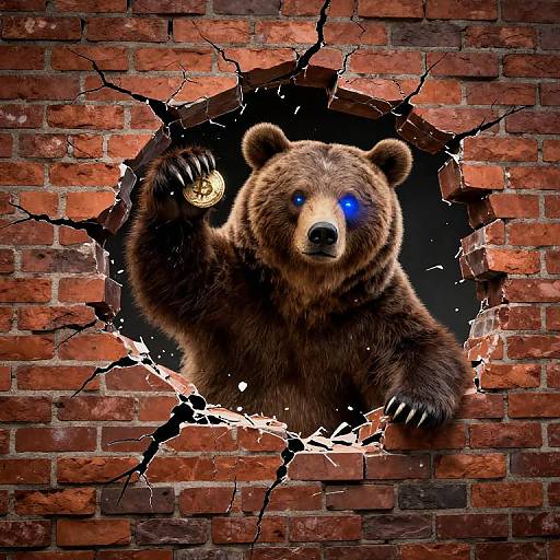 Bear Breaking Wall with Bitcoin
