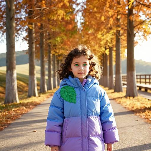 Curious Girl on Autumn Path