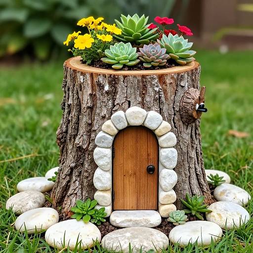 Charming Fairy House in Tree Stump