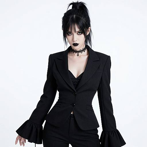 Gothic Woman in Black Blazer