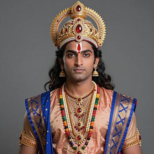 Young Man in Lord Krishna Costume