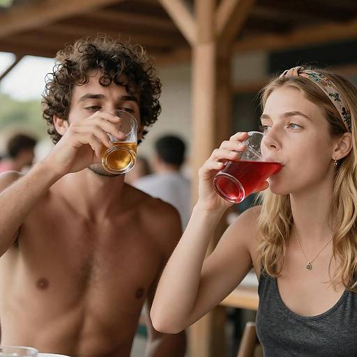 Candid Moment: Refreshing Drinks in Sunlight