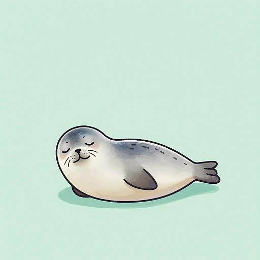 Pastel Cartoon Baby Seal Slumber