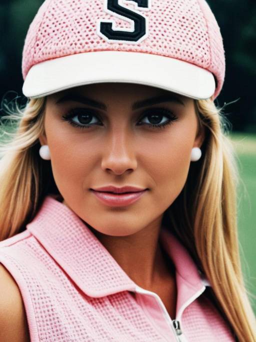 Woman in Pink Golf Attire Close-Up