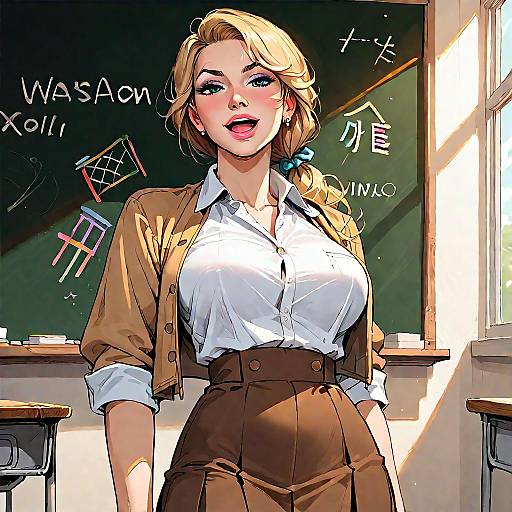 Blonde Cowboy Shot in Classroom Setting