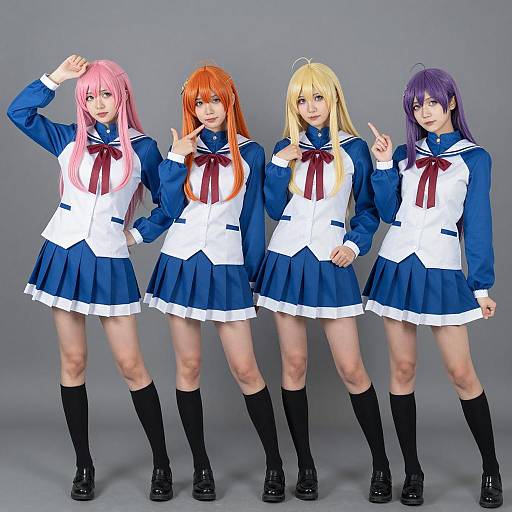 Dynamic Anime Cosplay of Four Women