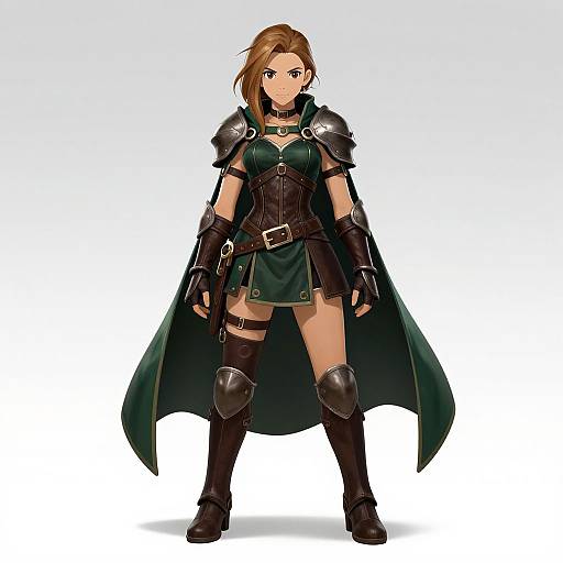 Anime Female Warrior in Leather Armor