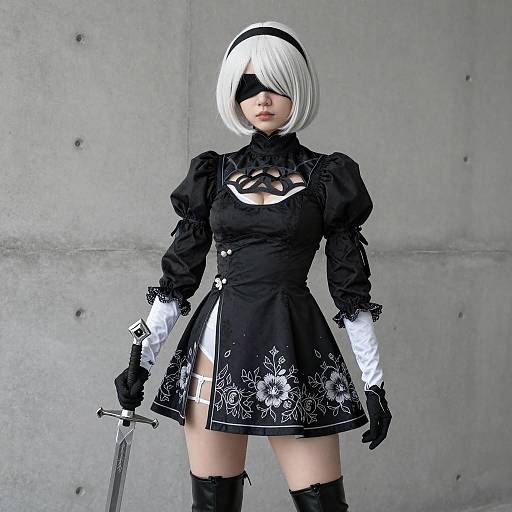 Elegant Cosplayer in Gothic Fashion