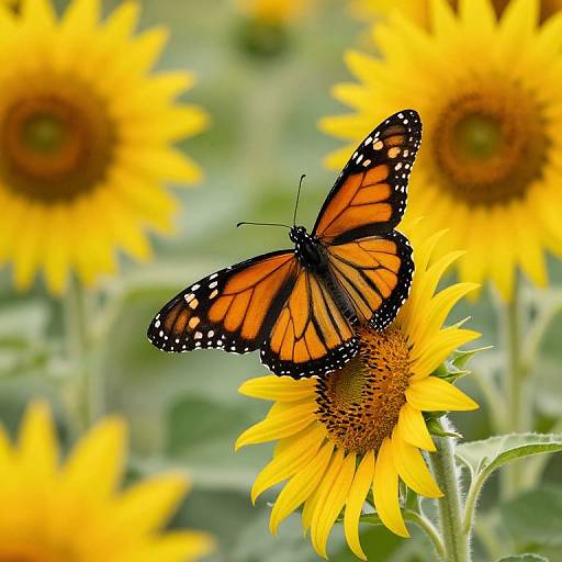 Vibrant Monarch Butterfly on Sunflowers