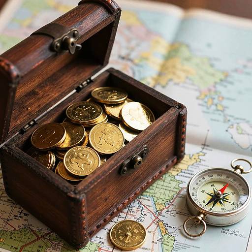 Vintage Treasure Chest with Coins