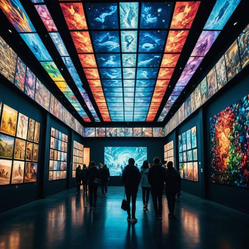Epic Hall of Creativity with Illuminated Artwork
