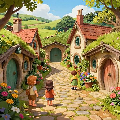 Barefoot Hobbits in Quaint Village