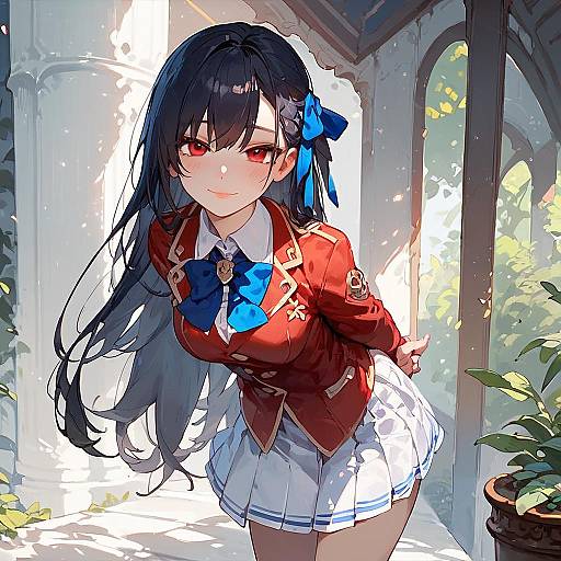 Seductive Schoolgirl Outdoor Anime Portrait