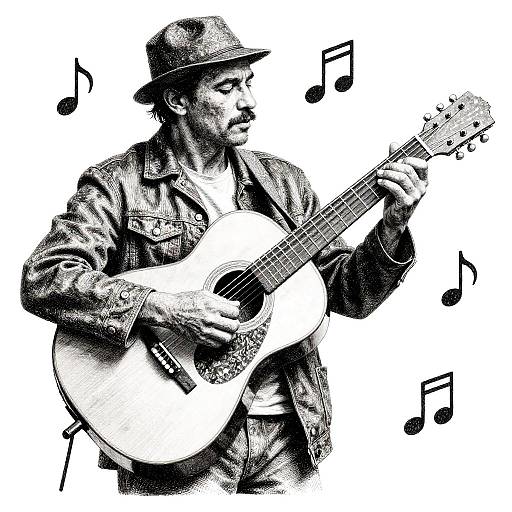 Intricate ASCII Art Street Musician