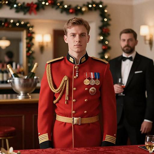 Festive Military Portrait with Decorations