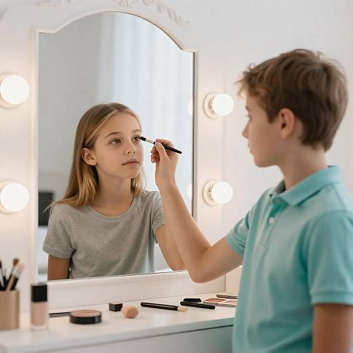 Children at Vanity: A Moment Captured