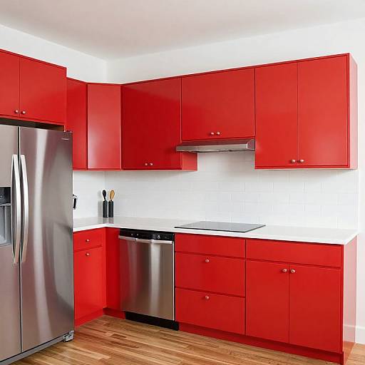 Vibrant Red Kitchen Cabinets Scene