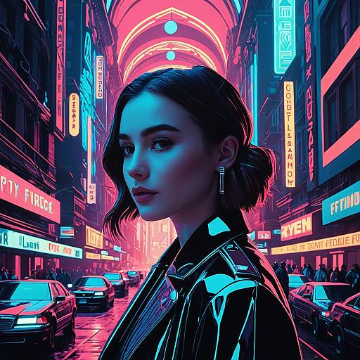 Mesmerizing Neon-Noir Dystopian Fusion