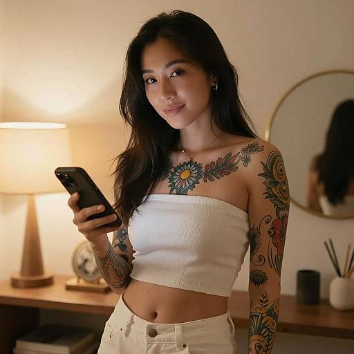 Portrait of Tattooed Asian Woman