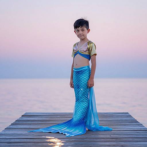 Mermaid Boy at Dawn Pier